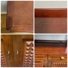 レトロカリモク木製キャビネット ブラウン 収納の画像