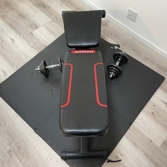 【トレーニング器具売ります】ベンチ　マット　ダンベルの画像