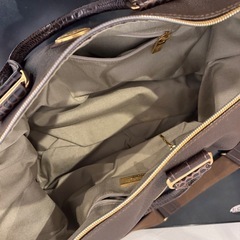 【超美品】　Orobianco ボストンバッグ　PVC × クロコ型押し　茶の画像