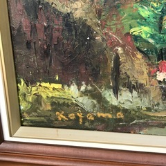 油彩絵画　　山間の風景　の画像