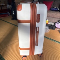 TANOBI 中型キャリーケース ホワイト/ブラウンの画像