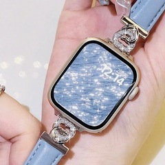 【新品】Apple Watch バンド　ライトブルーのキラキラハートの画像