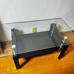 ガラス　ローテーブル　ブラックの画像