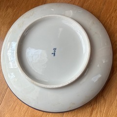 大皿　花柄ブルー　昭和レトロ食器の画像