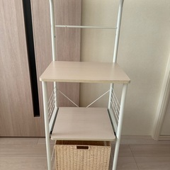 レンジ台　キッチンボード　キッチンラック　ホワイトの画像