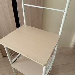 レンジ台　キッチンボード　キッチンラック　ホワイトの画像