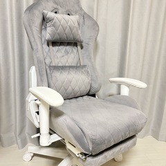 【定価24,999円】ゲーミングチェア シェイドグレー スエード調 フットレスト付き リクライニング 大人可愛いの画像