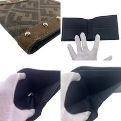 フェンディ FENDI 二つ折り財布 スタッズ FFロゴ 7M0169 ブラウンの画像