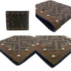 フェンディ FENDI 二つ折り財布 スタッズ FFロゴ 7M0169 ブラウンの画像