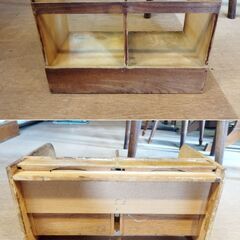 木製 本立て ブックスタンド 引き出し付き 卓上本棚 レトロ /HJ-0559 2Fの画像