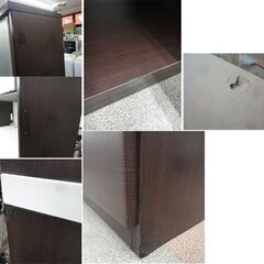 現状特価品！ レンジボード ダークブラウン エナメル天板 幅120㎝ キッチンボード 食器棚 こげ茶　西岡店の画像