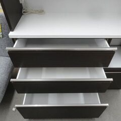 現状特価品！ レンジボード ダークブラウン エナメル天板 幅120㎝ キッチンボード 食器棚 こげ茶　西岡店の画像