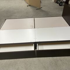 【現状品】ニトリ 収納付きベッドフレーム セミダブル ブラウン 解体済み 人気 早い者勝ち 引取歓迎 配送OKの画像