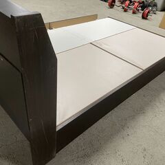【現状品】ニトリ 収納付きベッドフレーム セミダブル ブラウン 解体済み 人気 早い者勝ち 引取歓迎 配送OKの画像