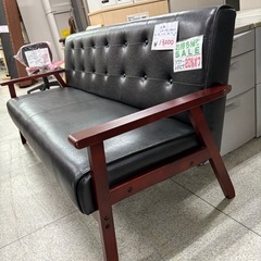 【リユースマン倉敷】3人掛けレザーソファ ウッドフレーム の画像