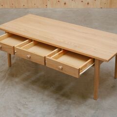 ≪zyt2571ジ≫ ニトリ センターテーブル CTオーランド120 幅120cm 奥行50cm ホワイトオーク/引き出し付き/ナチュラル/中古家具/宮城県仙台市 071101-02の画像