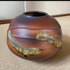 信楽焼三彩　花瓶の画像