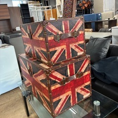 ユニオンジャック柄　トランク・収納ボックス　２つセットの画像