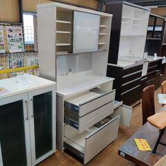 【愛品倶楽部柏店】Pamouna パモウナ 2枚スライド扉キッチンボード 幅120cm 側面鏡面仕上げの画像