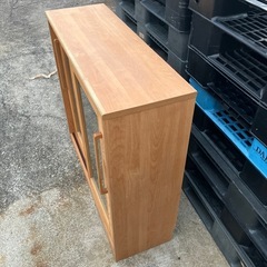 キッチンボード　食器棚　高さ調整可能　レンジボード　収納棚　収納家具　茶色　シンプル　引き戸【幅90奥30高84.5】の画像