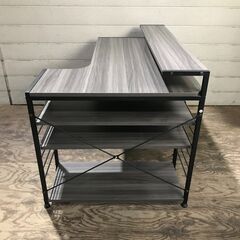 L字型デスク 棚付き 3段収納 パソコンデスク ワークデスク 25k菊STの画像