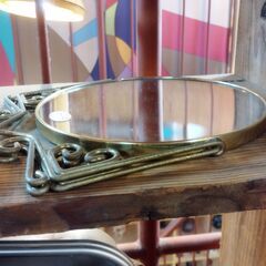 両面ミラー 拡大鏡 卓上ミラー 2WAY スタンドミラー 丸型 鏡 レトロ /HJ-0561 2Fの画像