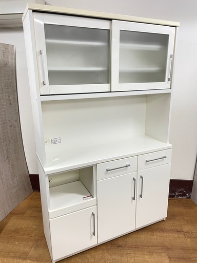 【除菌済み/別途配送可能】レンジボード/食器棚/カップボード/ホワイト(白色)/キッチン収納/上下分割可能/コンセント2カ所付き/幅1