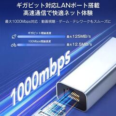 USB3.0 有線LAN 変換 アダプター ギガビット IPoE IPv6 対応 RJ45 1000Mbps 高速通信 Wi-Fi イーサネット Switch PC MacBook iPad Windows Linux Android 対応の画像