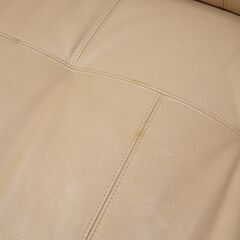 ≪zyt2573ジ≫ 浜本工芸 3人掛けソファ 本革張り ベージュ系 S-4600 CB 幅177cm 座面幅140cm/レトロ/レザー/中古家具/宮城県仙台市 071101-05の画像