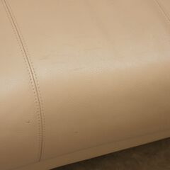 ≪zyt2573ジ≫ 浜本工芸 3人掛けソファ 本革張り ベージュ系 S-4600 CB 幅177cm 座面幅140cm/レトロ/レザー/中古家具/宮城県仙台市 071101-05の画像