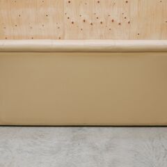 ≪zyt2573ジ≫ 浜本工芸 3人掛けソファ 本革張り ベージュ系 S-4600 CB 幅177cm 座面幅140cm/レトロ/レザー/中古家具/宮城県仙台市 071101-05の画像