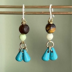 タイガーアイとターコイズの樹脂ぴあピアスの画像