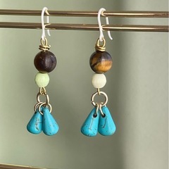 タイガーアイとターコイズの樹脂ぴあピアスの画像