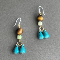 タイガーアイとターコイズの樹脂ぴあピアスの画像