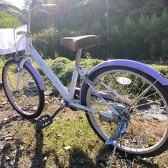 子供用自転車20インチ小学校低学年〜高学年まで人気のパープル防犯登録抹消済の画像