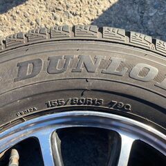 バリ溝スタッドレス 155/80R13 東北6県無料配送対応‼️爆安‼️最終値下げ‼️④超超超バリ溝❗ 国産ダンロップ製❗ アルミ付き 国産 タイヤ !!　スタットレスの画像