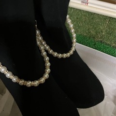 パール付きピンヒールニーハイ厚底ブーツの画像