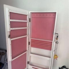 木製 脚付き スタンドミラー 全身鏡 ミラージュエリーキャビネットの画像