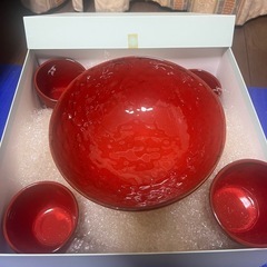 未使用❗️M STYLE イタリア　ミヤザキ食器 赤いボウルと小鉢セットの画像