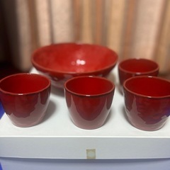 未使用❗️M STYLE イタリア　ミヤザキ食器 赤いボウルと小鉢セットの画像