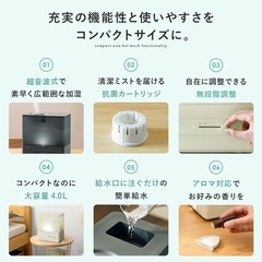 加湿器 大容量 7畳 リビング 4L 超音波式 抗菌 上部給水 無段階調整 ライト 照明付き アロマ  ERUMOIST〔エルモイスト〕の画像