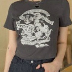 SHEIN 文字グラフィック半袖Tシャツ グランジ y2kの画像