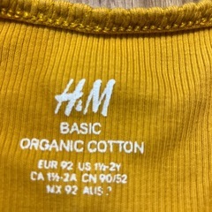 H&M オーガニックコットン Tシャツ マスタードイエロー92の画像