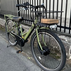 ◎今月PayPay10％還元中＜美品車＞NEOSAGE・ネオサージュ 27インチ・電動アシスト自転車・内装3段変速・グリーン・パンク無料修理券付の画像