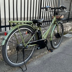 ◎今月PayPay10％還元中＜美品車＞NEOSAGE・ネオサージュ 27インチ・電動アシスト自転車・内装3段変速・グリーン・パンク無料修理券付の画像