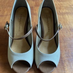 VanityBeauty オープントウ パンプス/ホワイト コルクソールの画像