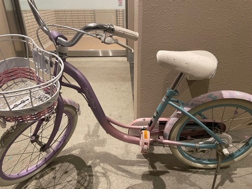 【美品】メゾピアノ 18インチ 子供用自転車 ピンクパープル 屋内保管