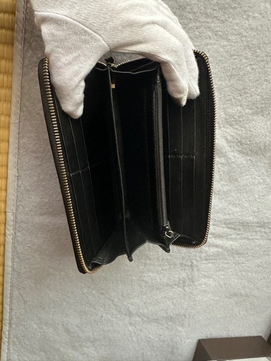 GUCCI グッチ 長財布 ブラック シマレザー ラウンドファ スナー GG
