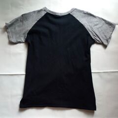 Latatan 黒×グレー コットンＴシャツ ラグランスリーブ 二分袖 サイズMの画像