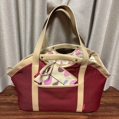 美品　アイリスオーヤマ pecolle ベット用キャリーバック　リバーシブル　ポーチ付の画像